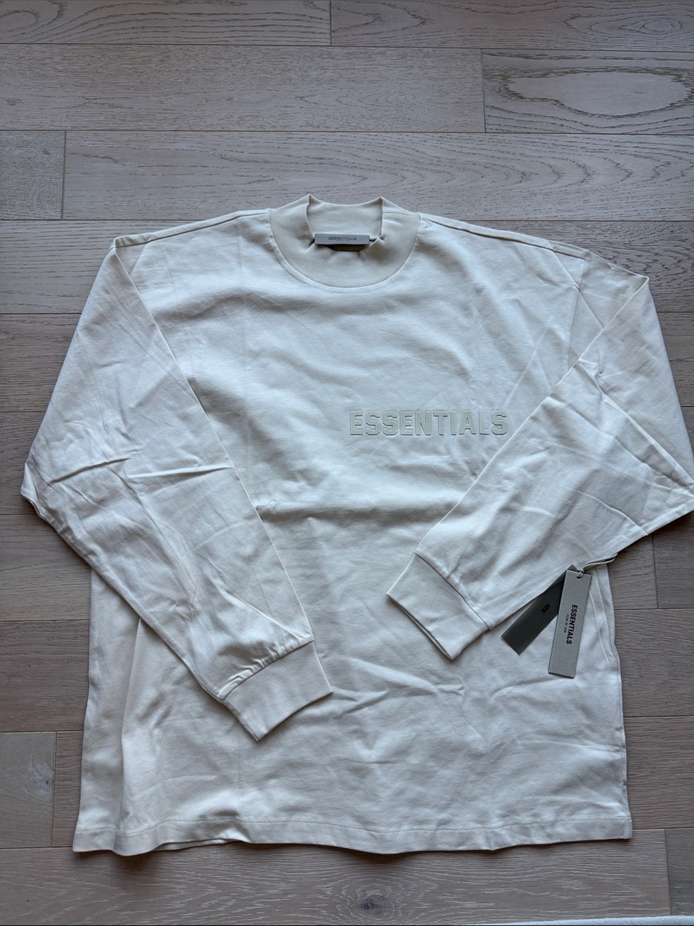 ESSENTIALS Men’s Long-Sleeve Crewneck Shirt - Cream